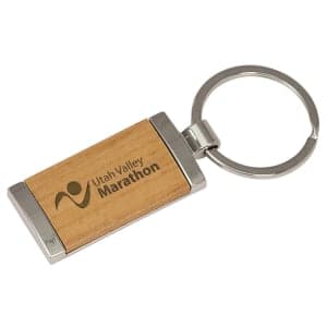 Rectangle Silver/Wood Keychain