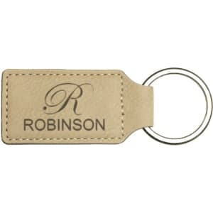 Laserable Leatherette Rectangle Keychain