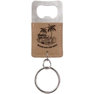 Leatherette Rectangle Bottle Opener Keychain
