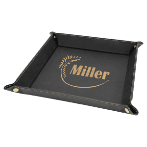 Black/Gold 9 x 9 Leatherette Snap-Up Tray