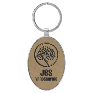 Leatherette and Metal Oval Keychain