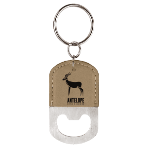 Leatherette Oval Bottle Opener Keychain