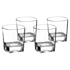 Four 8 oz. Polar Camel Rectangle Rocks Glasses