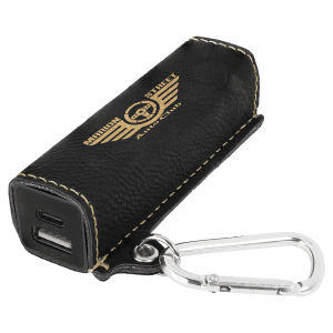 Black/Gold 2200mAh Leatherette USB-C Power Bank