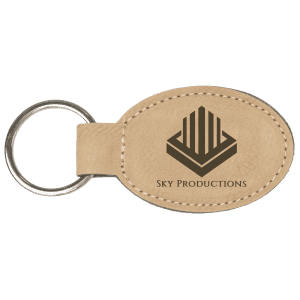 Laserable Leatherette Oval Keychain