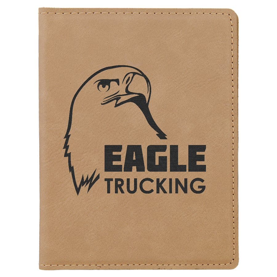 Laserable Leatherette Passport Holder - Light Brown