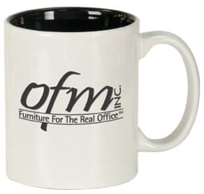11 oz. Round Ceramic LazerMug - Black Engraving - White