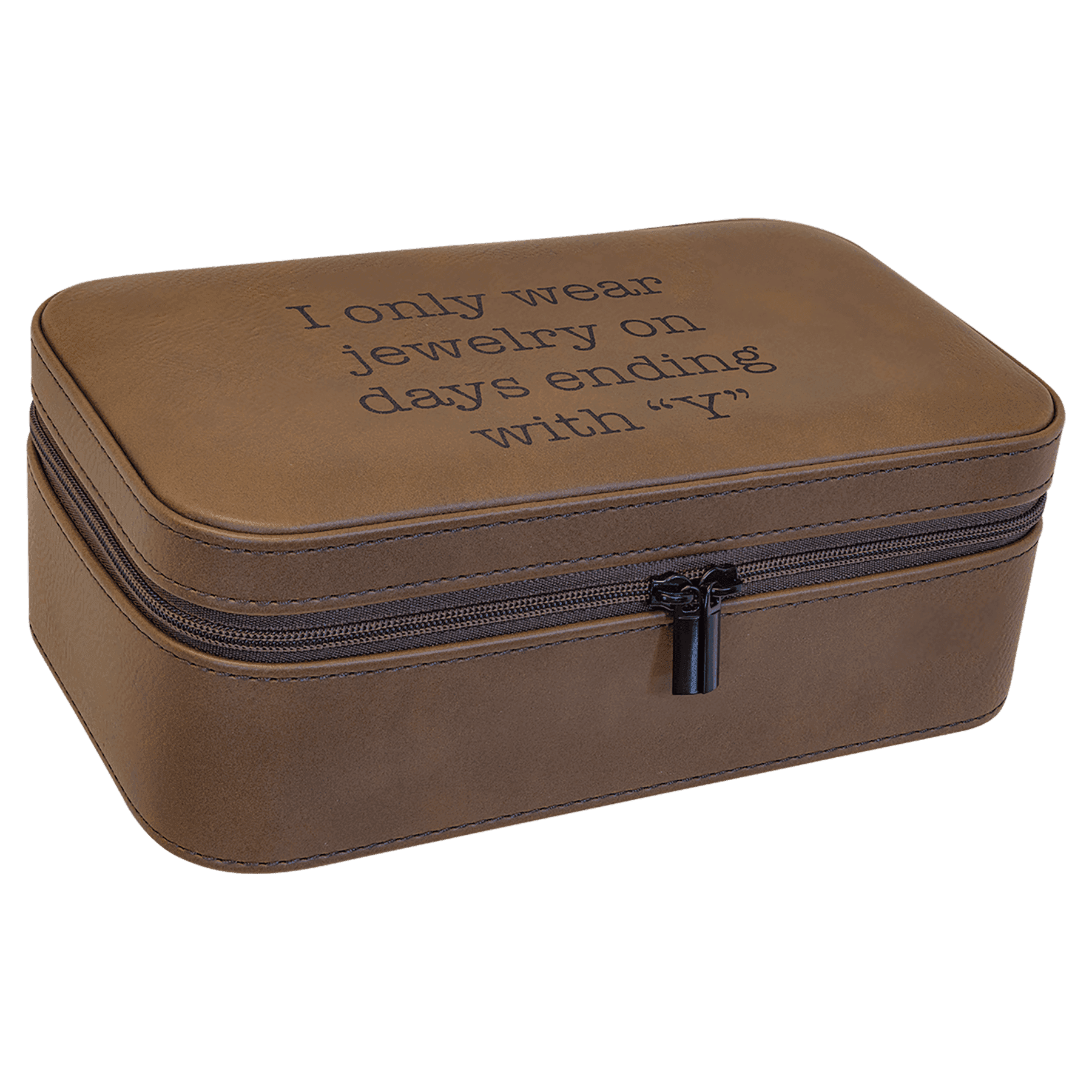 Large Leatherette Jewelry Box - Dark Brown